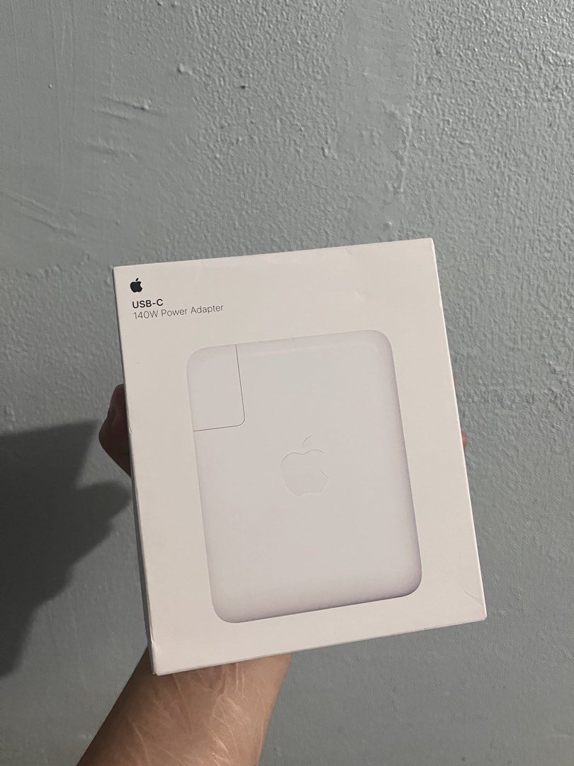 Apple 140W USB-C Power Adapter (Category: Chargers & Cables) located in Marikina City. Submitted by whtthhelle (Listing ID 1462332243, Image 1). Description: - Apple 140W USB-C Power Adapter -Brandnew and Sealed - Designed by Apple in California - Compatible with USB-C devices - Recommended for 16-inch MacBook Pro with MagSafe 3 port - Quickly charges your MacBook Pro - Includes the power adapter.