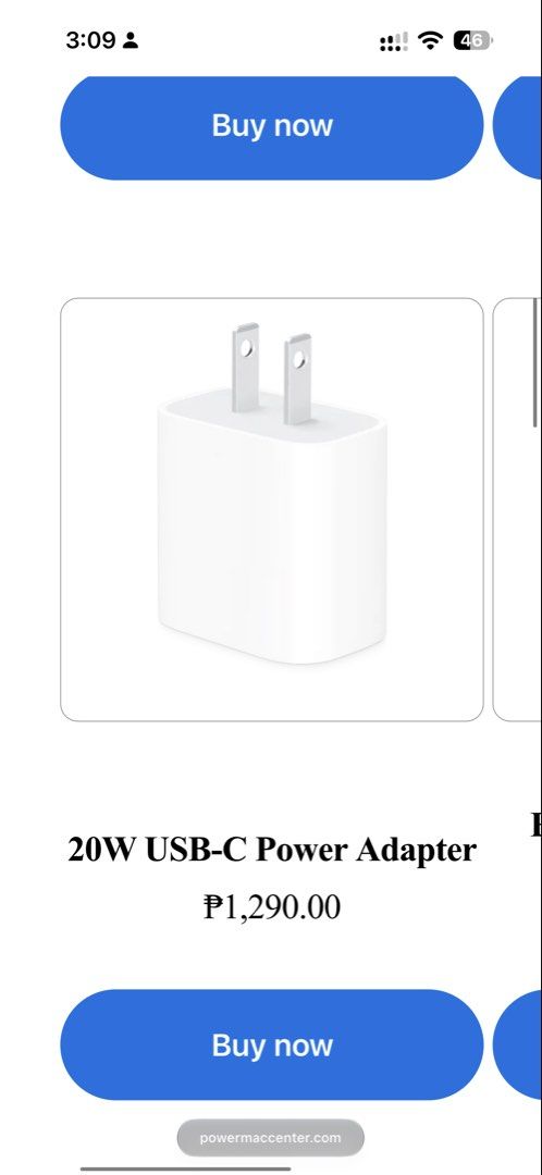 Apple 20W Adapter Charger (Category: Cables & Adaptors) located in Pasig City. Submitted by declutterpsg (Listing ID 1462324991, Image 3). Description: Sealed.