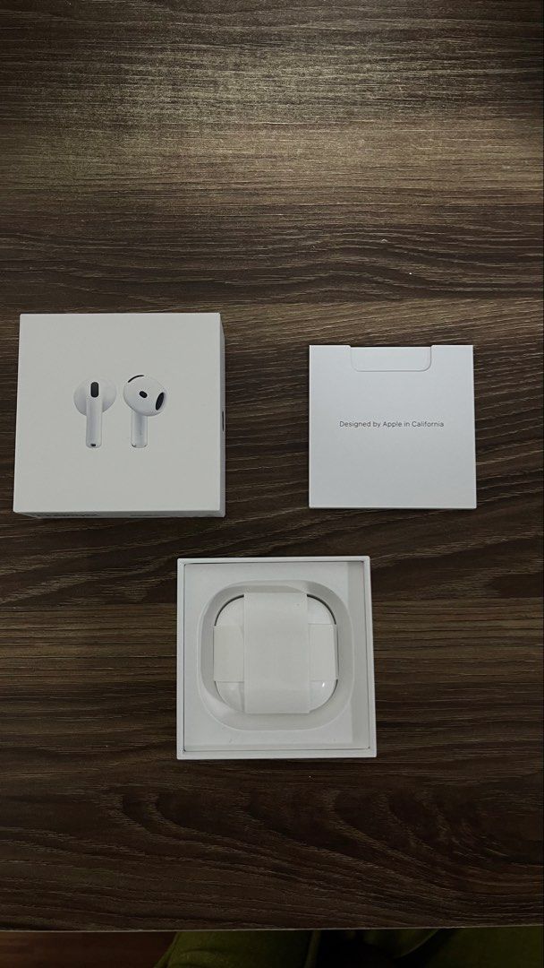 Apple AirPods 4 (Category: Earphones) located in Paranaque City. Submitted by quakjoaq (Listing ID 1462299265, Image 1). Description: - Recently bought - 100% Authentic Airpods 4 - Bought in Beyond the Box - Comes complete with Case, Airpods, and the box - RFS: I prefer Airpods Pro 📍: Paranaque City, BF Homes or Vito Cruz, DLSU/CSB (on school days) 🚚: Lalamove (SF to be shouldered by buyer).