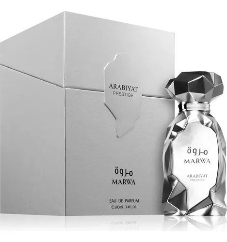 Arabiyat Prestige Marwa Eau de Parfum 100ml (Category: Fragrance & Deodorants) located in Manila. Submitted by acxiecjmor99878 (Listing ID 1462350274, Image 1). Description: - Arabiyat Prestige Marwa Eau de Parfum - 100ml bottle - Comes in original packaging - Features a unique geometric bottle design - Highly praised scent.
