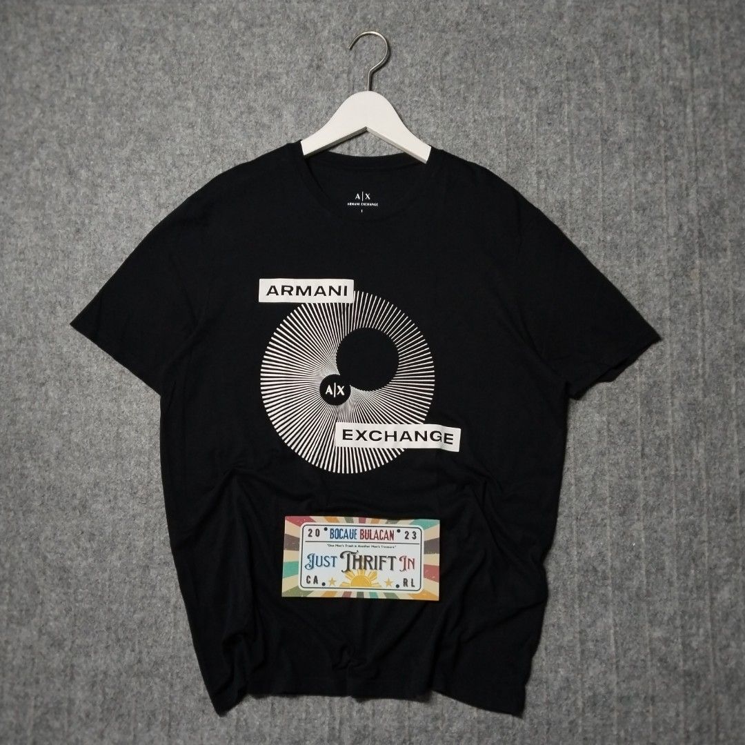 Armani Exchange regular fit tee (Category: Tshirts & Polo Shirts ) located in Bocaue. Submitted by just_thrift_in (Listing ID 1462350560, Image 1). Description: As New Condition – Washed and Ready to Wear 📏 Size & Fit Information Please refer to the measurements below to ensure the best fit. Width is measured pit to pit, while length is taken from the top of the shoulder down to the bottom of the garment. All measurements are in inches for easy 