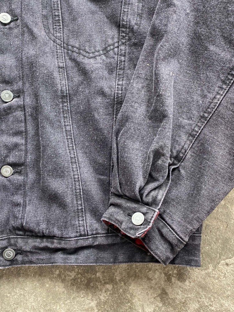 ASOS Grey Denim Jacket with Red Plaid Flannel Lining (Category: Coats, Jackets and Outerwear) located in Lipa City. Submitted by dcd1217 (Listing ID 1462400949, Image 3). Description: - ASOS Grey Denim Jacket - Lined with Red & Black Plaid Flannel - Quilted Lining for Extra Warmth - Button Closure Front and Cuffs - Two Chest Pockets with Button Closure - Ideal for Layering (Hoodies/Tees) - Great for Cooler Weather.