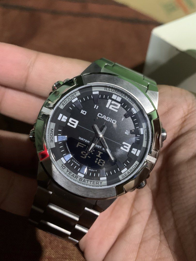 Authentic Casio AMW-870D-1A analog-digital watch (Category: Men's Watches) located in Taytay. Submitted by scoffynofoo (Listing ID 1462437285, Image 2). Description: Authentic Casio AMW-870D-1A analog-digital watch good as new. Orginal price is ₱7,000 but only selling for only ₱5,000 pesos, slightly negotiable for fast deals and sure buyer. - Casio Analog-Digital Watch - Stainless Steel Case - Striking Black Dial - Water Resistant (50 Meters) - L