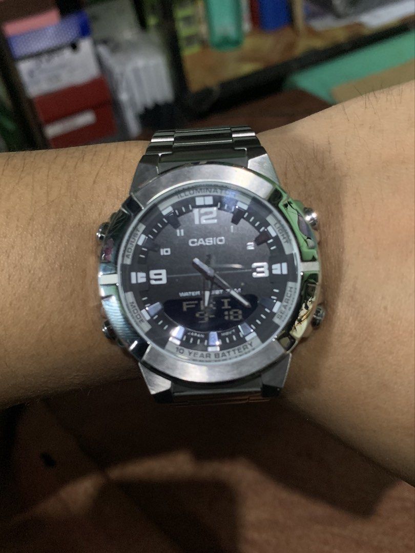Authentic Casio AMW-870D-1A analog-digital watch (Category: Men's Watches) located in Taytay. Submitted by scoffynofoo (Listing ID 1462437285, Image 3). Description: Authentic Casio AMW-870D-1A analog-digital watch good as new. Orginal price is ₱7,000 but only selling for only ₱5,000 pesos, slightly negotiable for fast deals and sure buyer. - Casio Analog-Digital Watch - Stainless Steel Case - Striking Black Dial - Water Resistant (50 Meters) - L
