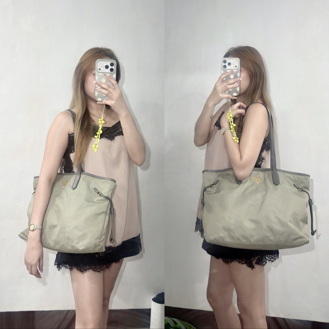 Authentic PRADA tessuto nylon neverfull style tote shoulder bag (Category: Luxury Bags & Wallets) located in Paranaque City. Submitted by houseofcarry (Listing ID 1462365056, Image 3). Description: -Guaranteed Authentic 💯 -Comes with COA card and envelope. -In very good pre-loved condition, with no major flaws. Shows only minimal signs of use, including minor color oxidation on select areas due to age and usage, which is subtle and not noticeabl