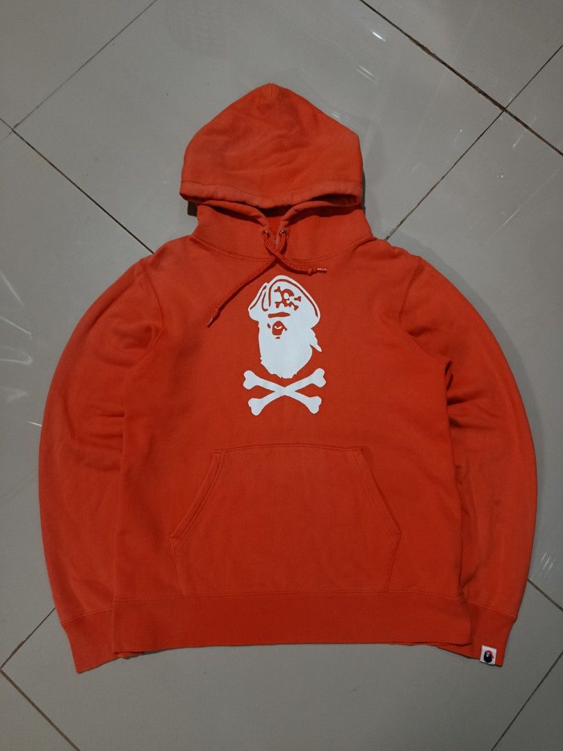BAPE Pirate Store Exclusive Captain Ape Crossbone (2017) (Category: Coats, Jackets and Outerwear) located in Manila. Submitted by luxstreetbrand (Listing ID 1462302281, Image 1). Description: width 20 length 25 issue - minor cracks/ minor dirt/ 1 pen hole sa side pocket colorrate 8.4/10 condition 8.5/10 DM.