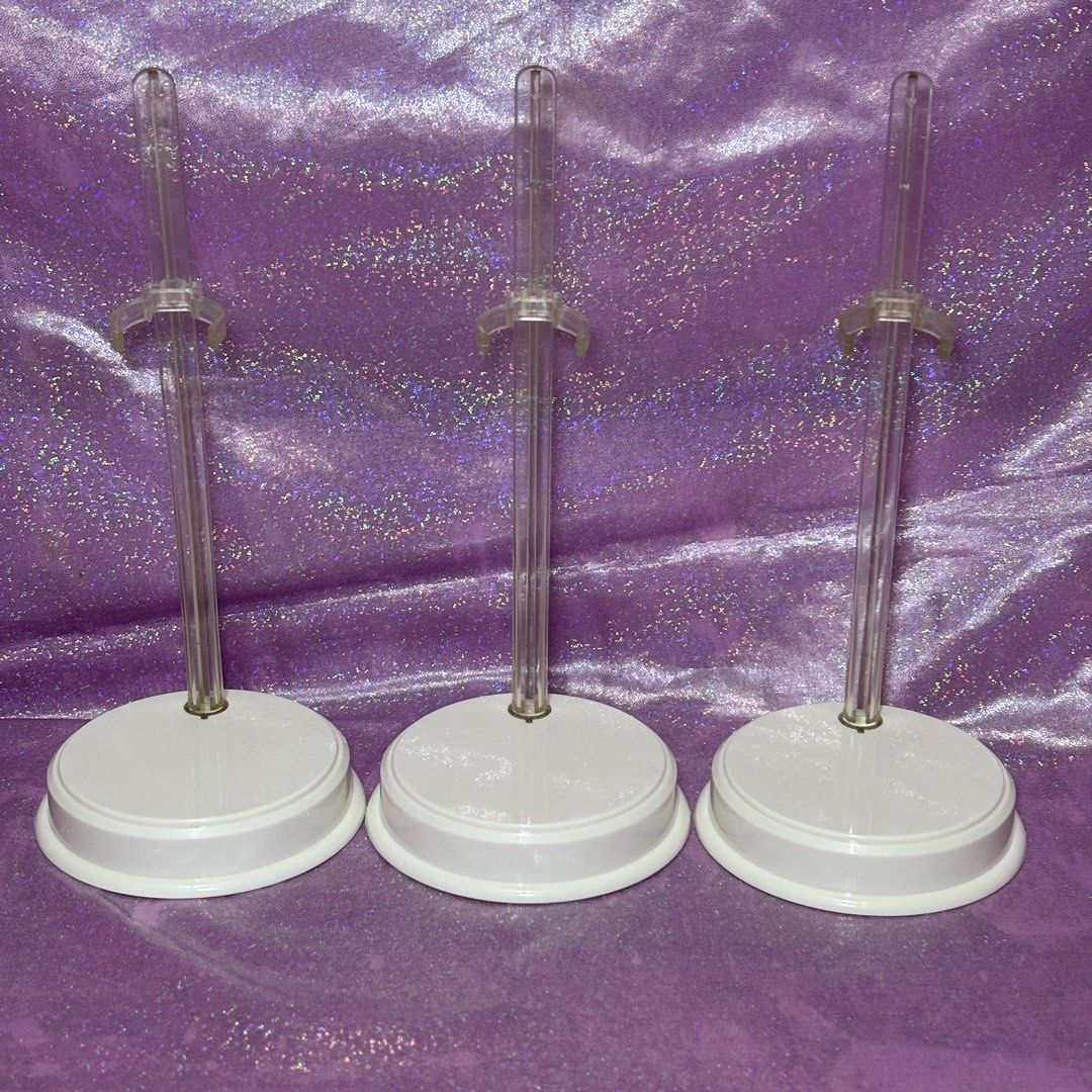 Barbie doll stands (Category: Kids Toys) located in Plaridel. Submitted by salemnoir (Listing ID 1462366954, Image 1). Description: Barbie doll stands 3pcs. Available ₱250 each Take all 3 - ₱650 First to pay + J&T sf Loc: Plaridel, Bulacan.