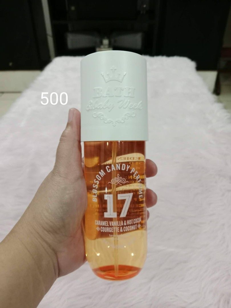 Bath & Body Works 17 Blossom Candy Perfume Mist (Category: Fragrance & Deodorants) located in Pasig City. Submitted by janalopez904 (Listing ID 1462301316, Image 1). Description: - Bath & Body Works 17 Blossom Candy Perfume Mist - Full size bottle - Scent: Caramel Vanilla & Hot Cocoa Courgette & Coconut - Perfect for a sweet, warm fragrance.