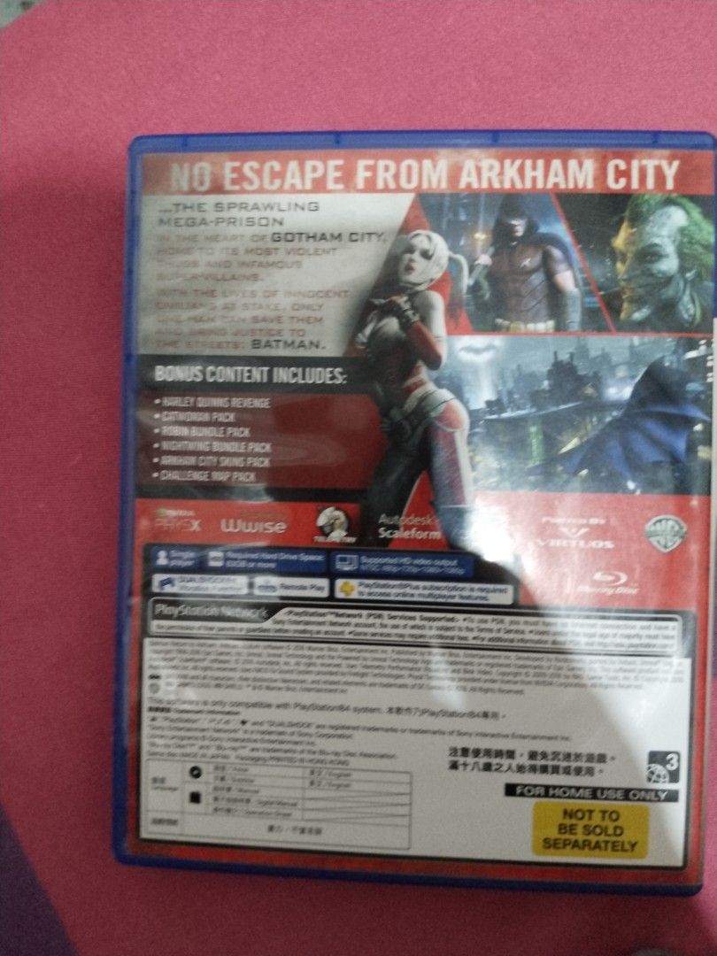 Batman: Return to Arkham PS4 Game (Category: PlayStation) located in Quezon City. Submitted by BienArt (Listing ID 1462360566, Image 2). Description: - PS4 Game: Batman: Return to Arkham - Includes Arkham Asylum and Arkham City - Bonus Content: Harley Quinn's Revenge - ESRB Rating: 18+ .