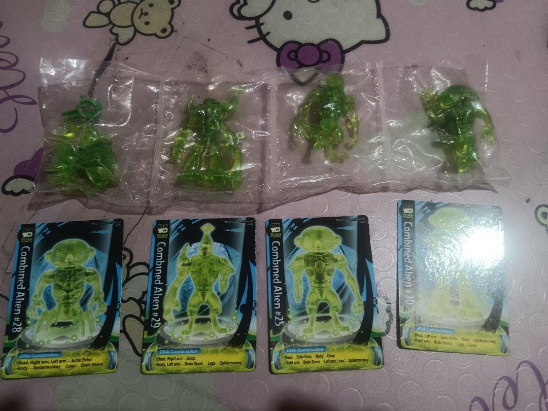 Ben-10 alien creation (Category: Action & Battle Toys) located in Pasig City. Submitted by rednaxela_rich (Listing ID 1462375015, Image 1). Description: 4pcs ben 10 alien creation 4 figure set with DNA cards #25,28,29,30. sealed in plastic..