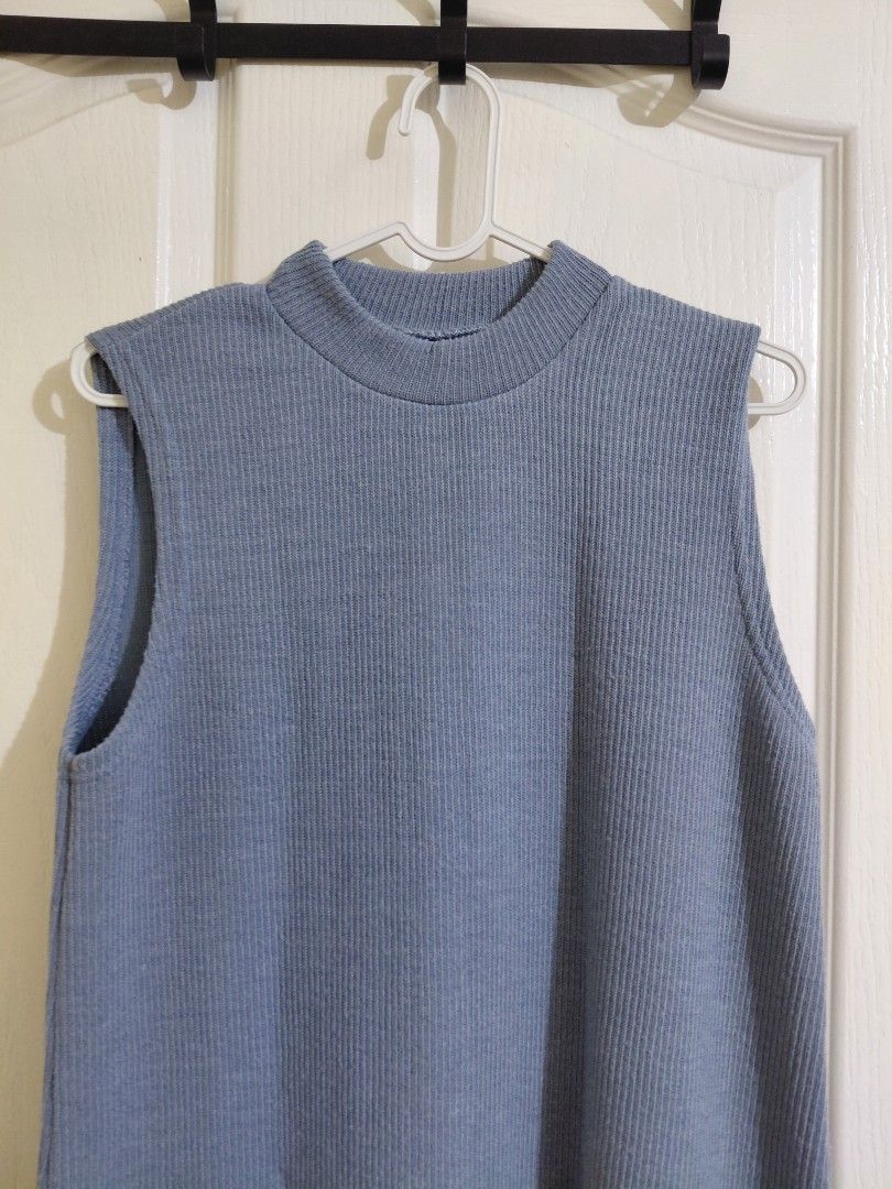 Blue Ribbed Sleeveless Dress (Category: Dresses) located in Manila. Submitted by plath-itudes (Listing ID 1462335525, Image 2). Description: - light blue sleeveless dress - ribbed texture - crew neck - pwede for layering or wearing on its own - no flaws.