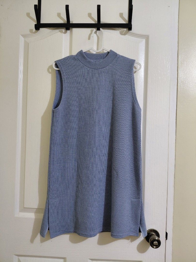 Blue Ribbed Sleeveless Dress (Category: Dresses) located in Manila. Submitted by plath-itudes (Listing ID 1462335525, Image 1). Description: - light blue sleeveless dress - ribbed texture - crew neck - pwede for layering or wearing on its own - no flaws.