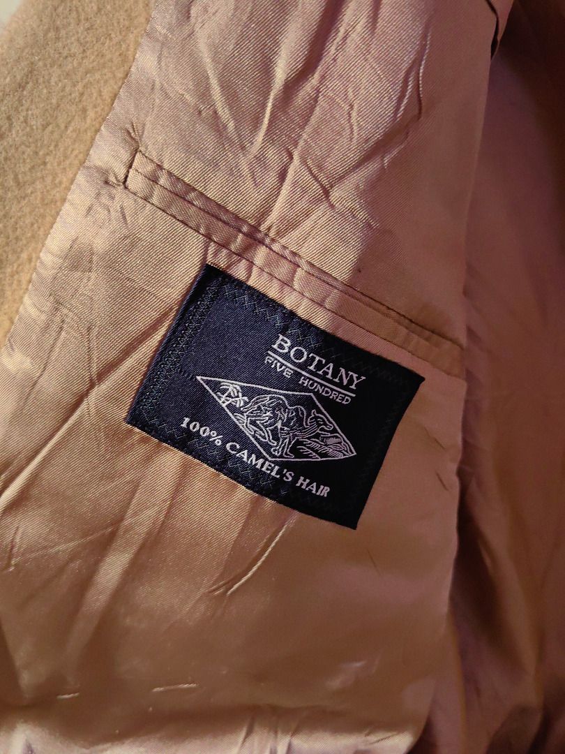 Botany Five Hundred 100% Camel's Hair Blazer (Category: Coats, Jackets and Outerwear) located in Caloocan City. Submitted by jeremiah.curator.2026 (Listing ID 1462262273, Image 3). Description: - Classic camel's hair blazer - Brand: Botany Five Hundred - Origin: Made in Colombia - Material: 100% Camel's Hair - Lining: Smooth satin - Closure: Two-button front - Details: Buttons on cuffs - Style: Perfect for dressing up or down.