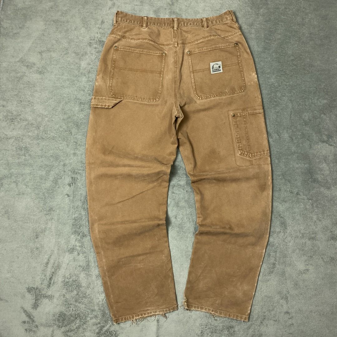 Brown Double Knee Carpenter Pants (Category: Jeans) located in Imus. Submitted by lsthriftsaig (Listing ID 1462322602, Image 2). Description: Brown Double Knee Carpenter Pants Waist: 34 Length: 43 Hem: 8.5 Issue(s): Workwear condi Condition: 8.5/10.