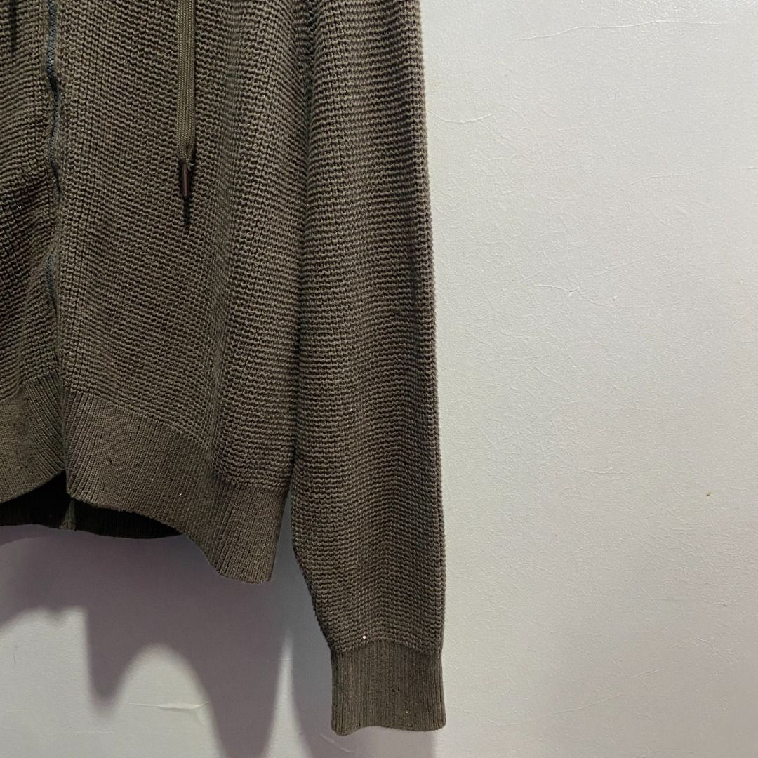Brunello Cucinelli Micro Paillette Waffle Knit S/M (Category: Coats, Jackets and Outerwear) located in Antipolo. Submitted by bentakahitanoano (Listing ID 1462380105, Image 3). Description: Brunello Cucinelli Micro Paillette Waffle Knit Zip-Up Hoodie Still in good shape Best fit small medium Pit to pit 24 Length 23 .