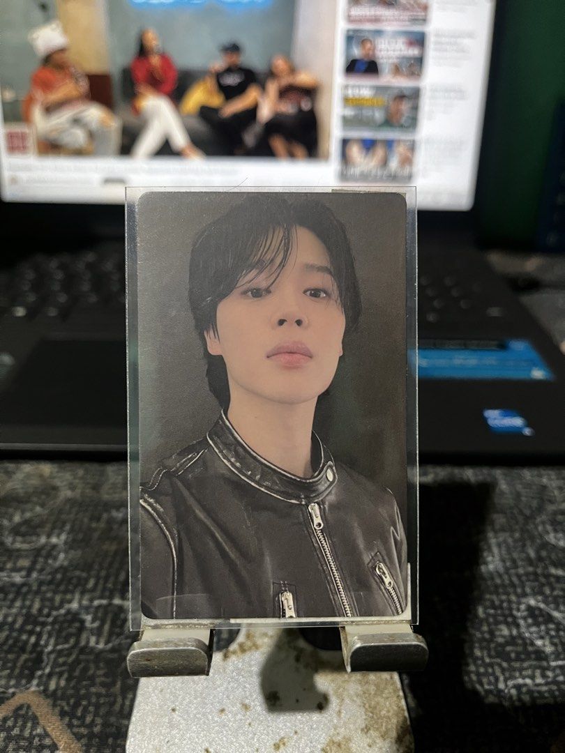 BTS Jimin "FACE" (Category: K-Wave Merchandise) located in Cebu City. Submitted by trstn_ (Listing ID 1462386605, Image 1). Description: - Jimin photocard from BTS - Features Jimin in a cool black leather jacket - A must-have for any ARMY's collection - Photocard is in a protective sleeve - Selling as is - Feel free to ask questions.