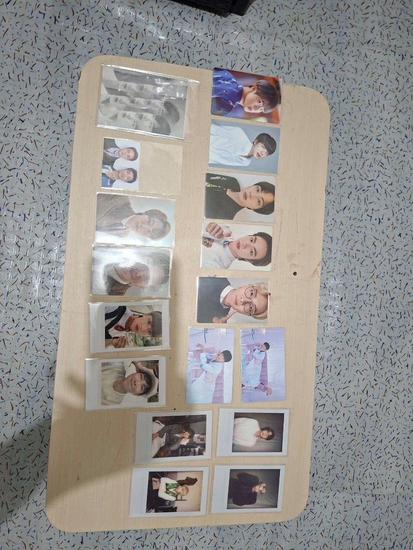 BTS Photocards - Jin and RMZ (Category: K-Wave Merchandise) located in Manila. Submitted by albertxchr28523 (Listing ID 1462292832, Image 1). Description: - Collection of BTS photocards - Includes individual member shots and group photos - Some photocards are polaroid style - Ideal for any ARMY's collection - All photocards are kept in protective sleeves - Feel free to ask questions about specific members or inclusions price negotiable. pwde set 