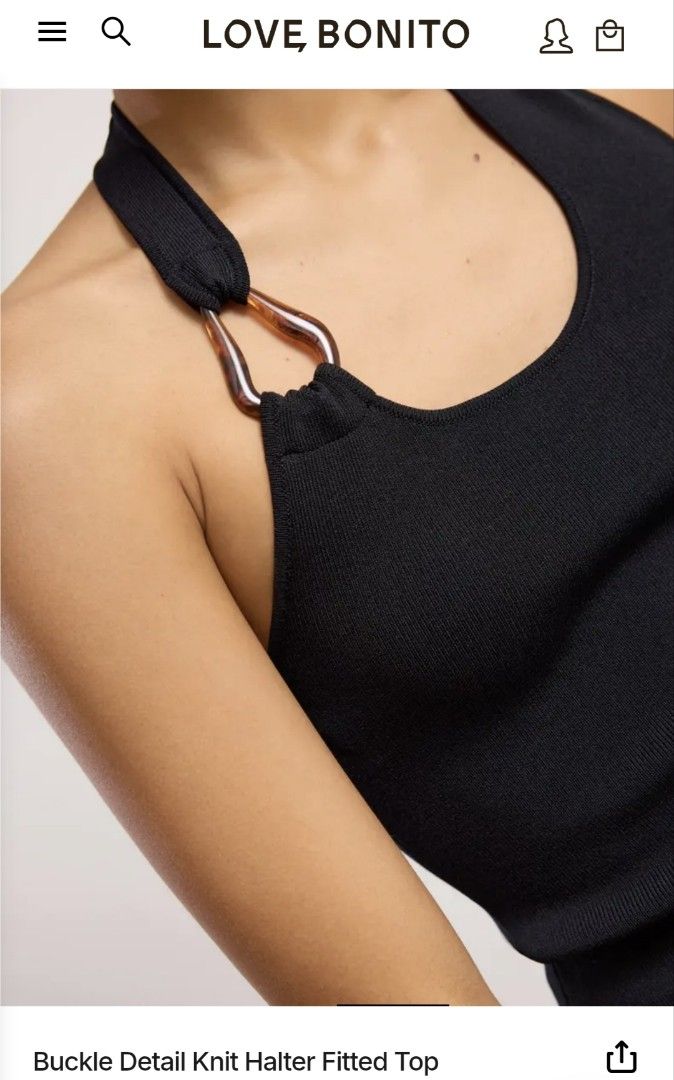 Buckle Detail Knit Halter Fitted Top (Category: Others Tops) located in Caloocan City. Submitted by retroscentsnfinds (Listing ID 1462363900, Image 3). Description: Ask your seller for delivery. Stay safe at home..