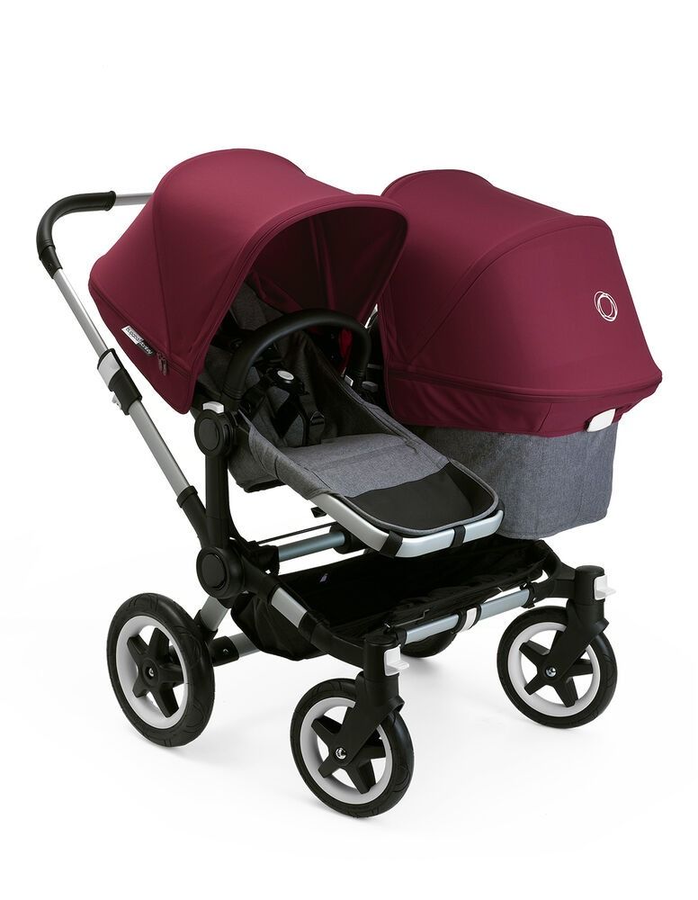 Bugaboo Donkey Duo Twin Stroller Burgundy (Category: Strollers) located in Caloocan City. Submitted by maitelee2023485 (Listing ID 1462306601, Image 2). Description: - Bugaboo Donkey Duo twin stroller - Burgundy canopies - Grey basket - Blue-grey seats - Ideal for two children - Smooth and easy to maneuver - Folds for convenient storage - Inquire for more details.