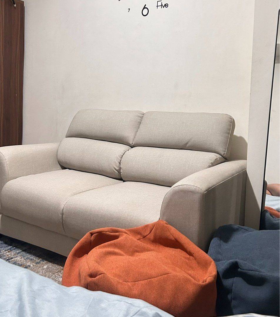 Bundle: Beige 2-Seater Sofa with Carpet (Category: Sofas) located in Manila. Submitted by chachacha.e (Listing ID 1462371649, Image 1). Description: Read: Bundle sofa with rug. Good quality both bought from SM. Carpet fits the sofa size. Bought for approximately 13k. Super discounted and still slightly negotiable. https://smhome.ph/products/sm-home-brave-2-seater-sofa - Comfortable 2-seater sofa - Neutral beige fabric, fits any decor - Plush and 