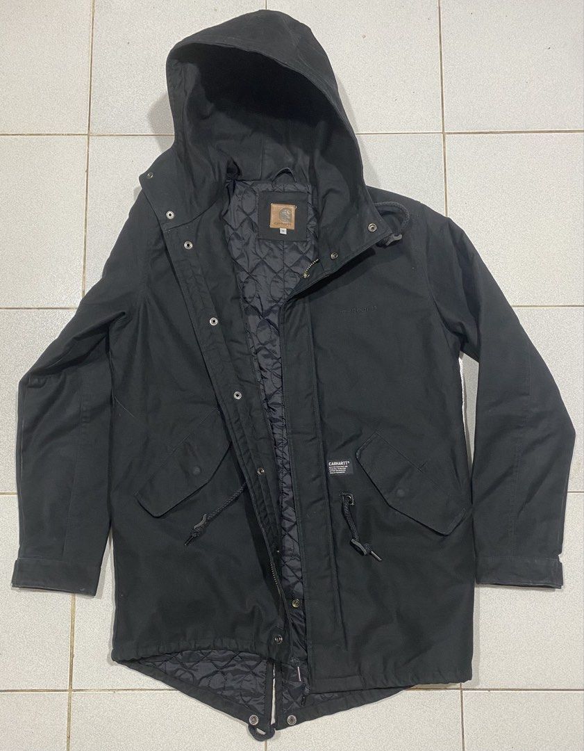 Carhartt Parka Jacket (Category: Coats, Jackets and Outerwear) located in Mandaue City. Submitted by MJ_80 (Listing ID 1462343096, Image 1). Description: Carhartt Clash Parka Black Jacket Medium Dimes: 22 X 34 See photos for measurements Color rate & Condition: 9.9/10 Price: 2,500 .