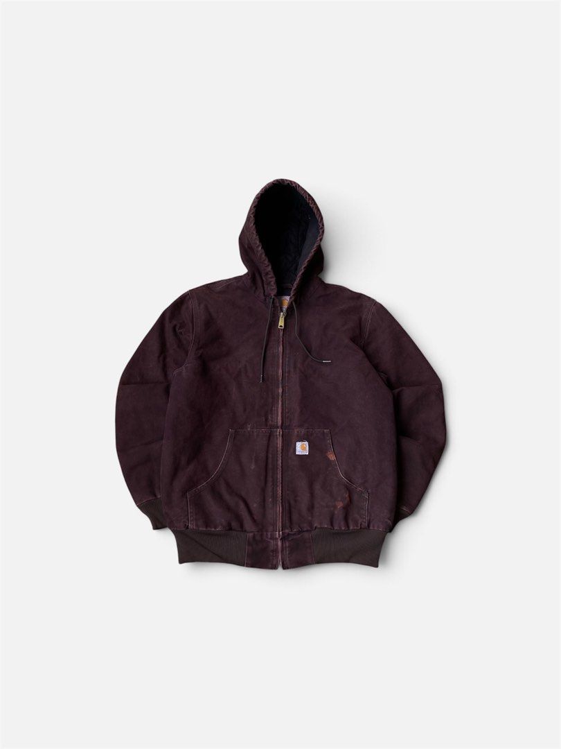 Carhartt WJ130 DKB Active Jacket (Category: Coats, Jackets and Outerwear) located in Manukan. Submitted by parasathrift. (Listing ID 1462433318, Image 1). Description: Carhartt WJ130 DKB Active Jacket In a Good Condition Small on tag Dimes: 22 x 27 Color rate: 8.9/10 Colorway parang maroon solid nito🔥.