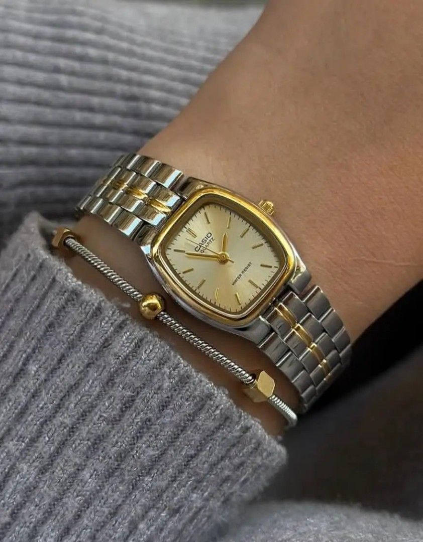 Casio Two Tone Watch Original (Category: Women's Watches) located in Caloocan City. Submitted by cheskhaionlinestore2.0 (Listing ID 1462298640, Image 2). Description: Original C Two Tone Watch ₱2800 only 📌 Complete Inclusions 🍀 Tag 🍀 Manual 🍀 Box 🍀 Paperbag 🍀 Warranty Card ♦️ Cheaper than Mall Price 🥰.