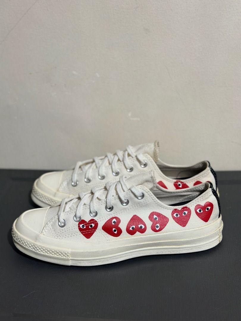 CDG Cons MultiHeart (Category: Sneakers) located in Baguio. Submitted by snkr.essence (Listing ID 1462392172, Image 1). Description: CDG Cons MultiHeart Size: 8 UK 41.5 CM 26.5 CM FITS 8.5-9 US Condition: Used Inclusions: Pair only Price: ₱2,800 Check us out on: IG: snkr.essence Carousell: snkr.essence 🚚 📦Shipping Thru J&T (₱200 SF) BAdidas.