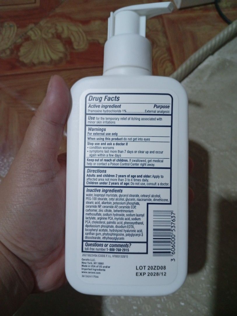 Cerave itch relief moisturizing lotion (Category: Body Care) located in Quezon City. Submitted by purple_haven (Listing ID 1462150963, Image 3). Description: bnew unopened exp 12/2028 jnt 2-3 days delivery lalamove.