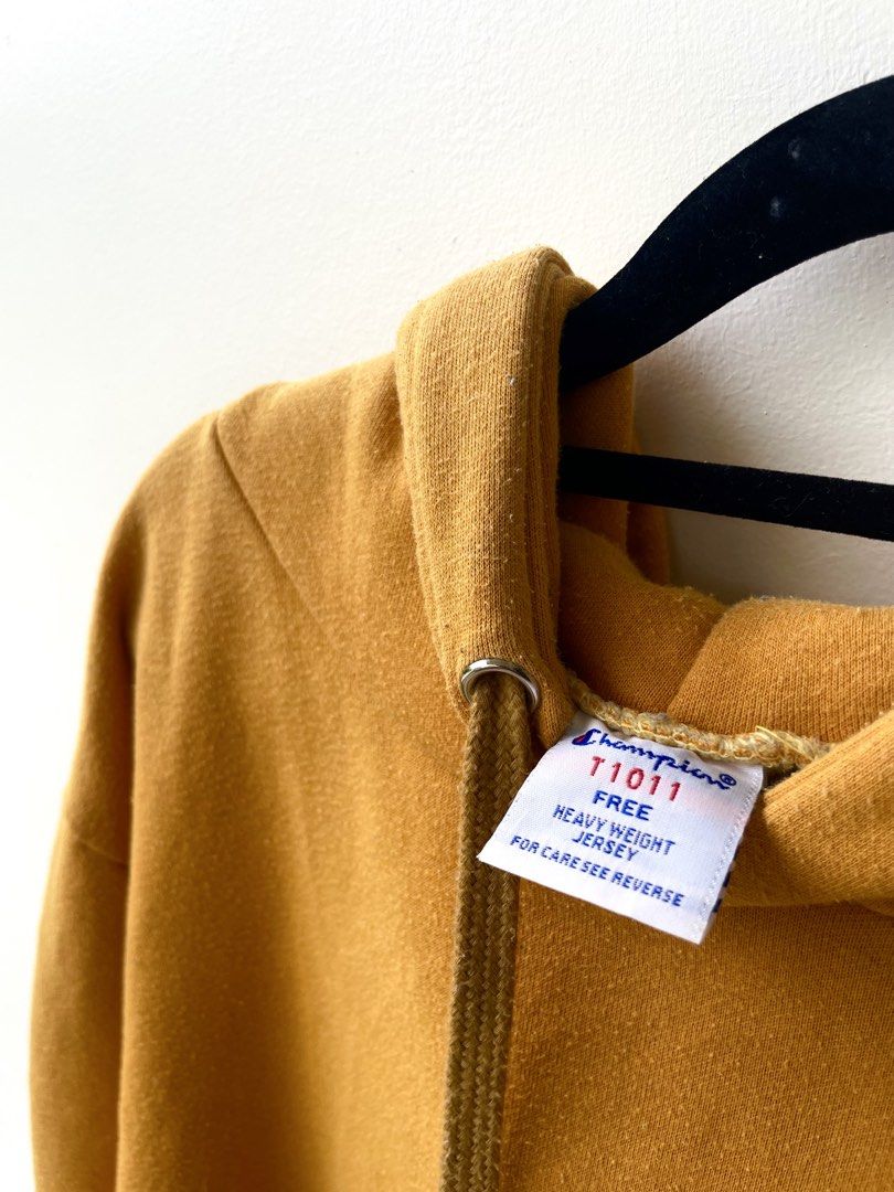 Champion Mustard Hoodie (Category: Hoodies) located in Butuan. Submitted by prestigephilippines (Listing ID 1462320278, Image 3). Description: Fits Men /Women Excellent condition Size large Dimes 22x28 No issues Shipping worldwide 🌍.