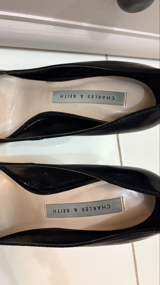 Charles & Keith Black Pointed Toe Heels (Category: Heels) located in Manila. Submitted by kst_declutter (Listing ID 1462409458, Image 2). Description: - Classic black pointed toe 3.5inch heels - size 36 - used less than 5x - has a little scratch on left heel (barely noticeable) .
