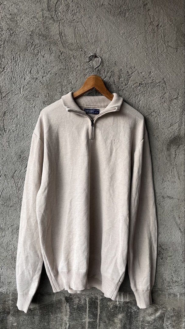 Cherokee Beige 1/4 Zip Pullover Sweater XL (Category: Coats, Jackets and Outerwear) located in Cabuyao City. Submitted by bulandos (Listing ID 1462407707, Image 1). Description: - Cherokee 1/4 zip pullover sweater - Color: Beige - Size: XL - Small embroidered logo on chest - Ribbed cuffs and hem - Versatile for layering or standalone wear.