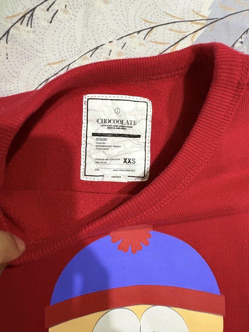 Chocoolate Sweater (Category: Coats, Jackets and Outerwear) located in Baguio. Submitted by reworn.bgo (Listing ID 1462319810, Image 3). Description: Chocoolate X South park No issues S-M Complete tags 500 php.