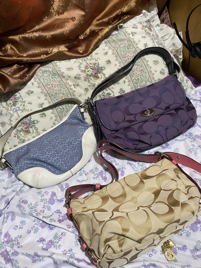 Coach Bundle Bags (Category: Luxury Bags & Wallets) located in Cainta. Submitted by peaches_2021 (Listing ID 1462286275, Image 2). Description: Rank A-SA condition Indivudual pricing Coach Light Blue soho - 7,999 Purple Turnlock Shoulder Bag - SOLD Mini Pink Shoulder Bag - 5,500 Kindly send DM if interested🙂 No to joy miners / reservers .