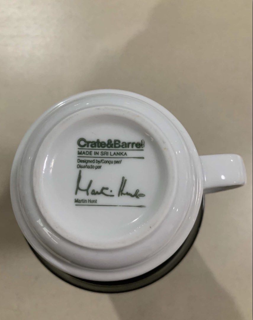 Crate & Barrel Martin Hunt White Ceramic Mug (Category: Coffee & Tea Tableware) located in Quezon City. Submitted by meggoquingco (Listing ID 1462377177, Image 3). Description: - Brand: Crate & Barrel - Designer: Martin Hunt - Material: White Ceramic - Origin: Made in Sri Lanka - Ideal for: Morning coffee or tea - Style: Clean and simple design.