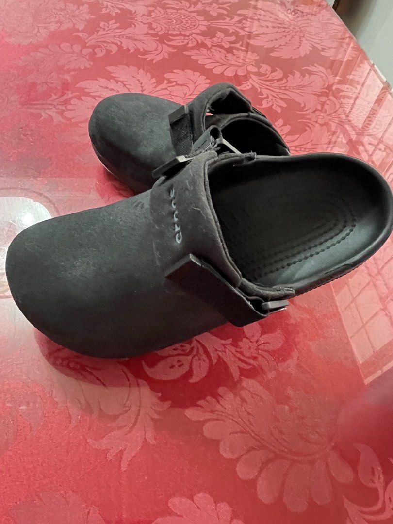 Crocs Classic Crafted Vegan Suede Clog Black Size 8 (Category: Slippers and slides) located in Paranaque City. Submitted by politzki (Listing ID 1462286121, Image 3). Description: - Brand: Crocs - Style: Classic Crafted Clogs - Color: Black - Material: Vegan Suede (suede-like texture) - Features: Adjustable back strap - Comfort: Comfortable for everyday wear - Style: Stylish and versatile - Size: 6M/8W - Bought in the US - Changed my mind, realiz