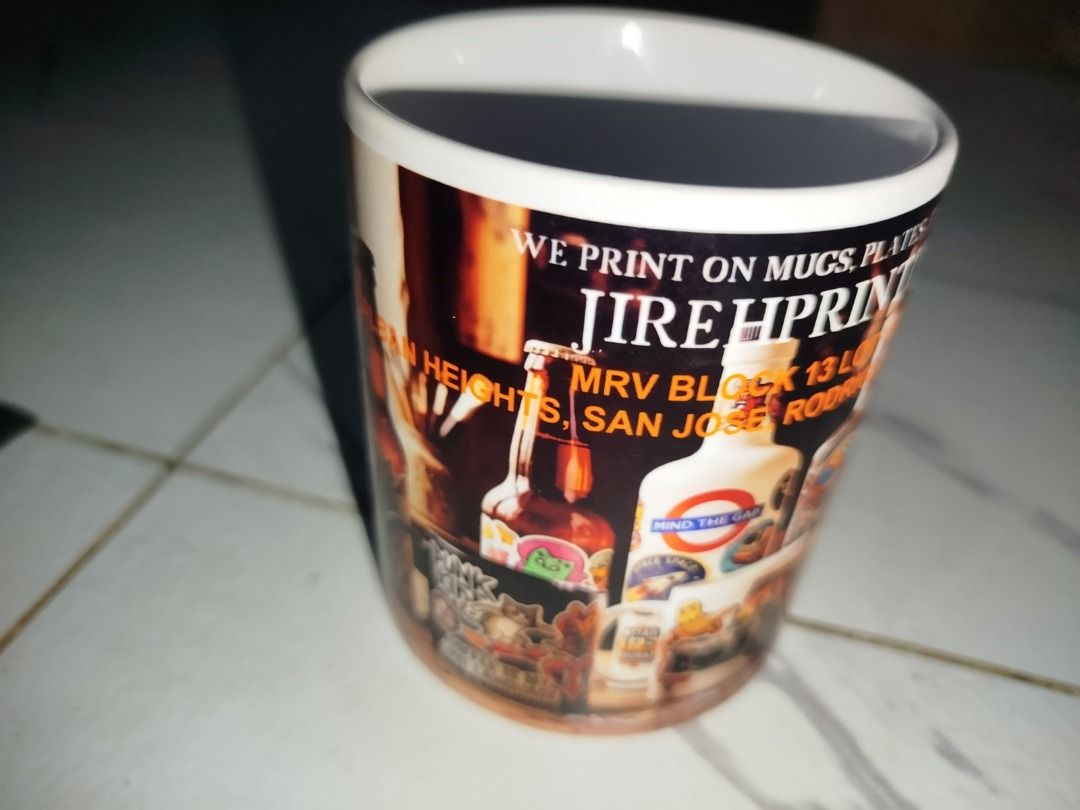 Custom Printed Mugs (Category: Coffee & Tea Tableware) located in Caloocan City. Submitted by deokledus (Listing ID 1462438103, Image 2). Description: - White ceramic mug with unique custom printing. - Ideal for enjoying coffee or tea. - Great as a unique gift or personal item..
