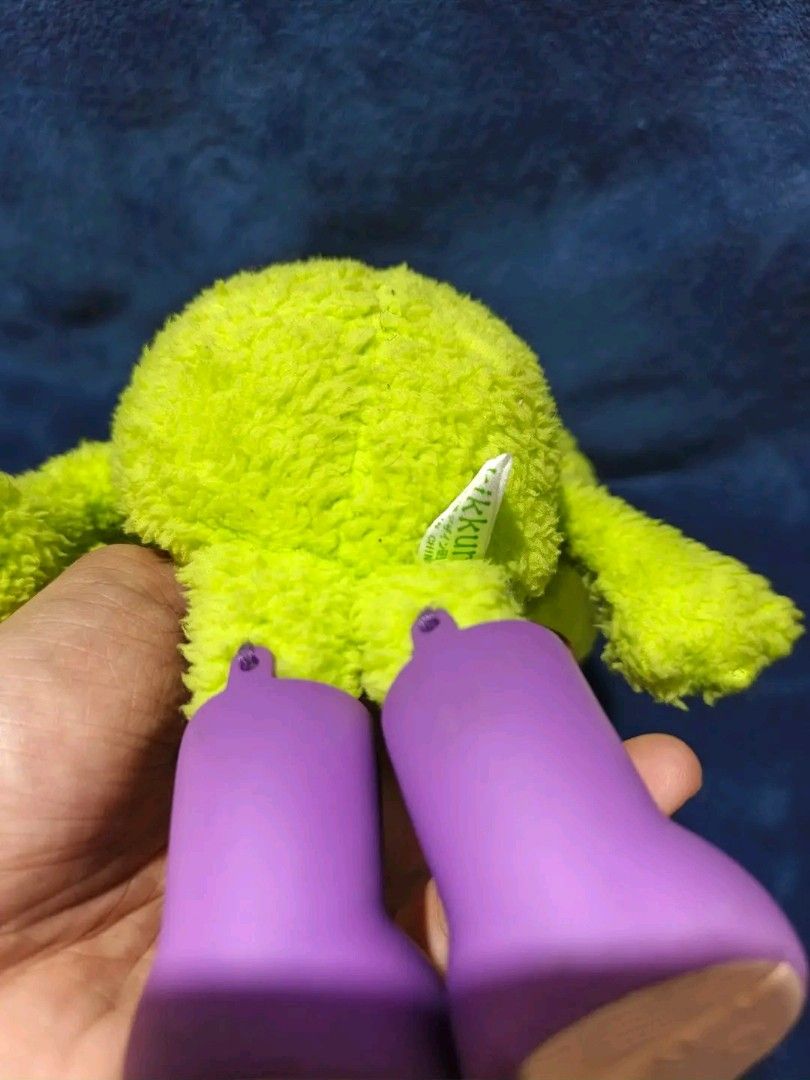 Cute Green Frog Plush Toy with Purple Boots (Category: Plushies & Soft Toys) located in Manila. Submitted by kirstentoyshub (Listing ID 1462379621, Image 2). Description: - Adorable bright green frog plushie - Features big eyes and a fuzzy belly - Comes with cute purple boots - Soft and huggable material - Ideal for frog lovers, kids, or collectors - Great as a fun decoration.