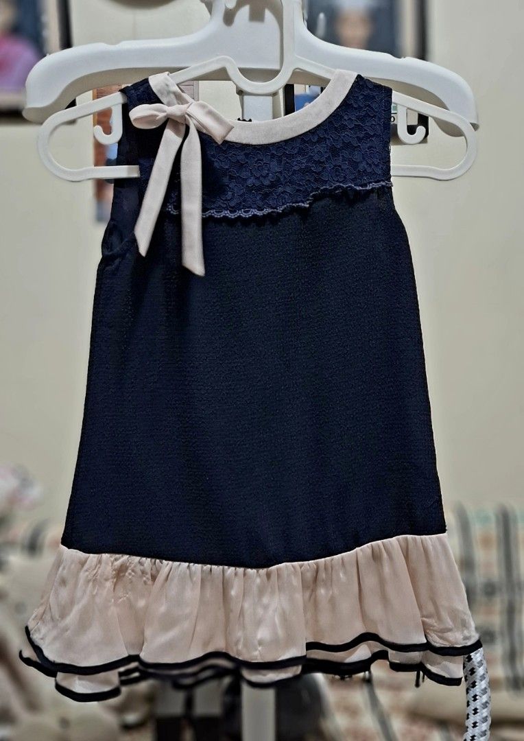 Dainty navy blue (Category: Babies & Kids Fashion) located in Quezon City. Submitted by thetetajabakes (Listing ID 1462386080, Image 1). Description: - preloved ( may gusot sa lace ) - outgrown clothes - RFS : Decluttering.