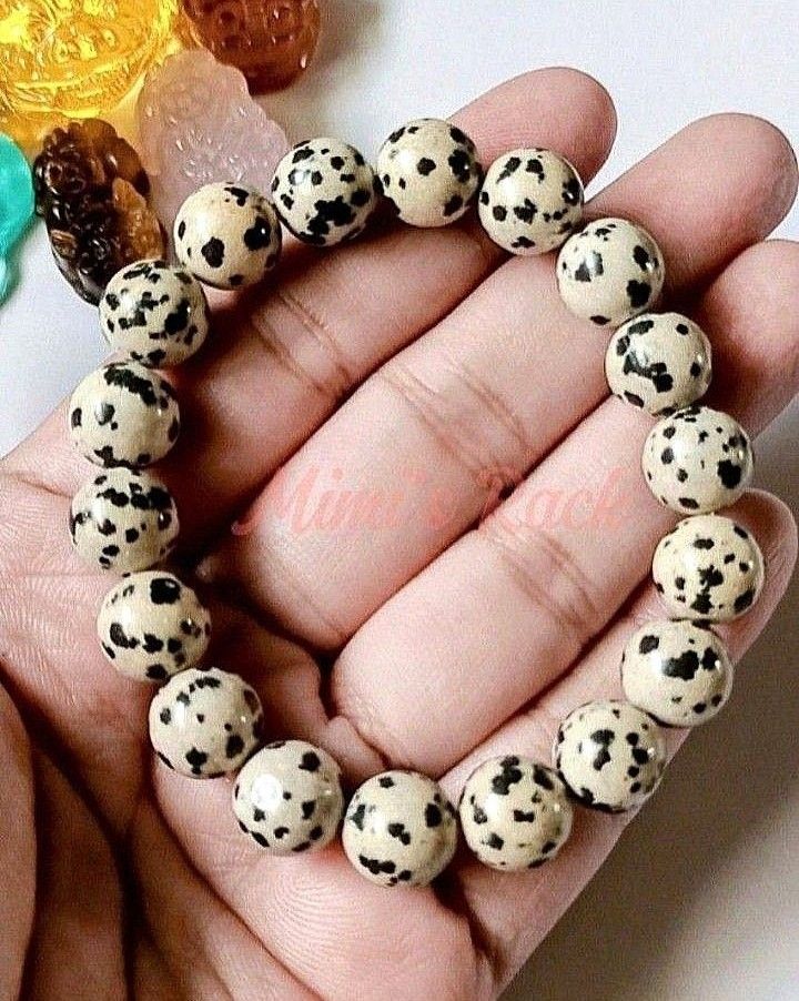 DALMATIAN JASPER NATURAL STONE BRACELET (Category: Bracelets) located in Taguig. Submitted by mimisrack (Listing ID 1462262613, Image 1). Description: 🤍Playful, grounding stone that brings joy, balance, and light-hearted protection -Dalmatian Jasper is known for grounding energy and emotional balance -Encourages positivity, joy, and a childlike spirit -Helps dispel negative thoughts and emotional stress -Supports stability while keeping energy l