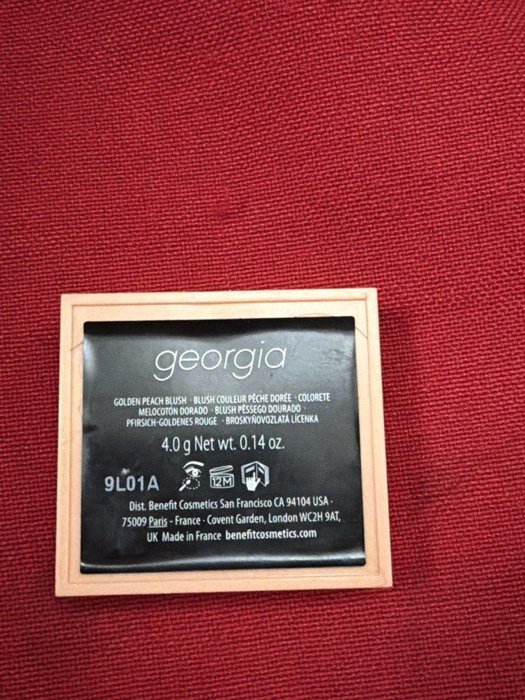 DAMAGE -BENEFIT GEORGIA GOLDEN PEACH BLUSH (Category: Makeup) located in San Juan City. Submitted by cashfrancefashioncosmetics_ph (Listing ID 1462264787, Image 2). Description: DAMAGE posted BENEFIT GEORGIA GOLDEN PEACH BLUSH No box part of the set Original .