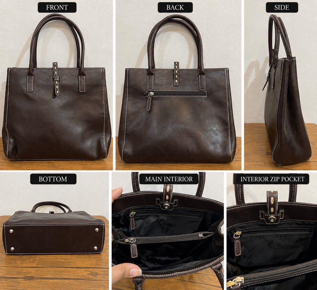 dark brown structured shoulder tote bag L10xW12 (Category: Shoulder Bags) located in San Fernando. Submitted by japansurpluselyu (Listing ID 1462411681, Image 1). Description: .