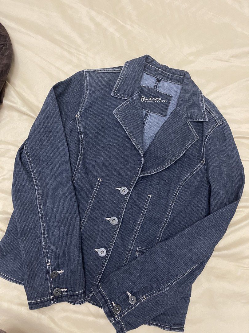 DARK DENIM Y2K JACKET (Category: Coats, Jackets and Outerwear) located in Concepcion. Submitted by wowsinigangmix (Listing ID 1462415423, Image 2). Description: DARK DENIM Y2K JACKET COLOR DARK BLUE SIZE M-L THICK FABRIC GOOD CONDITION.