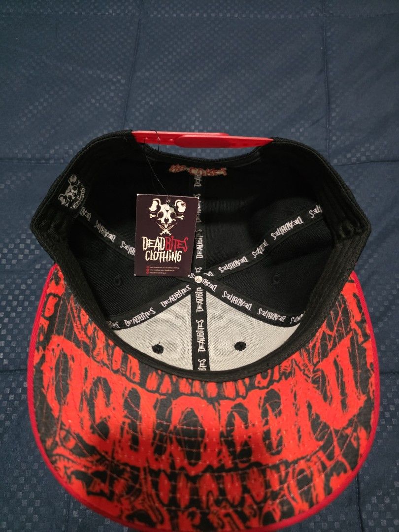 Deadbites Black Red Embroidered Snapback Hat (Category: Caps & Hats) located in Santa Rosa. Submitted by wel3993 (Listing ID 1462316170, Image 3). Description: deadbites cap Brandnew 1000 MOD. LBC MOP. BDO, GCASH LOC. NUEVA ECIJA - Black snapback hat - Red Deadbites embroidery on front and side - Red and black graphic print on underside of brim - Deadbites Clothing branding inside - Original tags attached - Unique collectible piece.