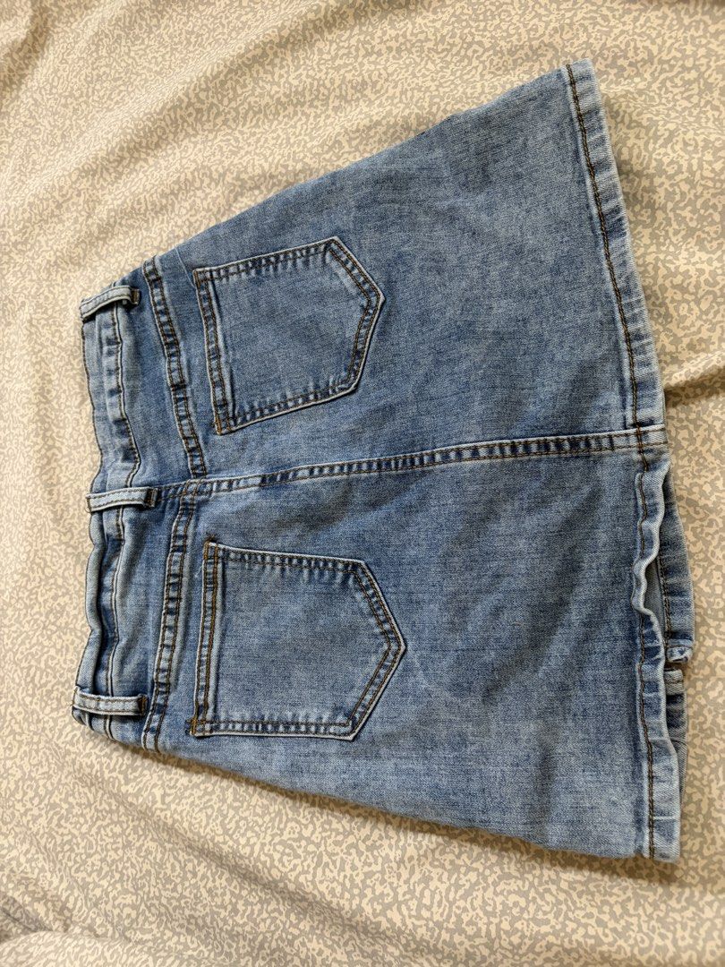 Denim Mini Skirt (Denim Inner) with small slit (Category: Skirts) located in Manila. Submitted by closet.coll (Listing ID 1462303675, Image 2). Description: Waist : 24 inches Length : 14 inches.