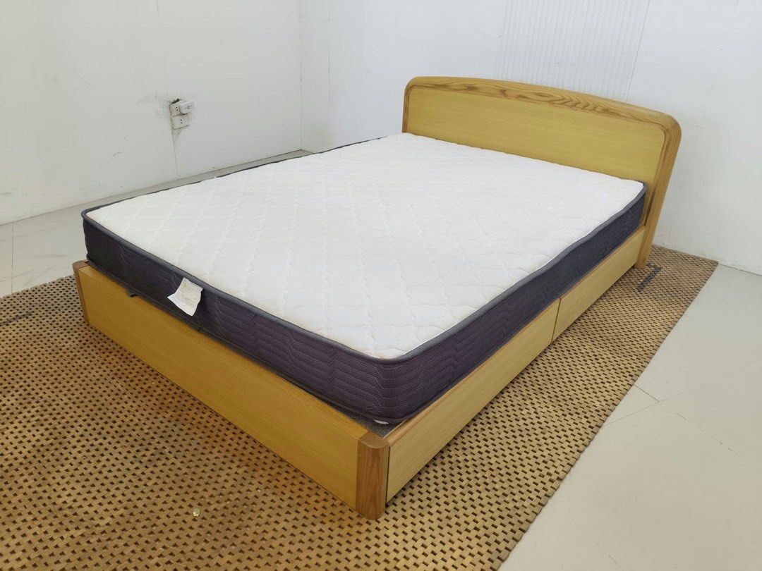 Double bedset with storage (Category: Bed Frames & Mattresses) located in Quezon City. Submitted by matetdevis13 (Listing ID 1462433187, Image 2). Description: Wooden Double Size Bed Set with Pull Out Drawer Price: 15,900 Frame: 58 x 78.5 x 29.5/9 Mattress: 55 x 75 x 7.5 In good condition.