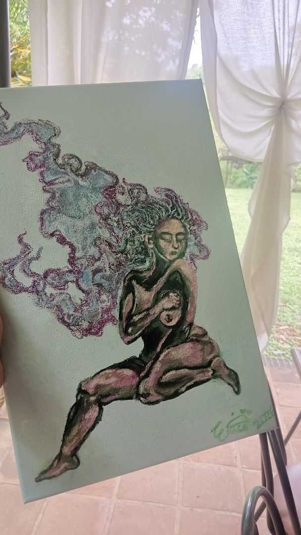Dramatic Nude Pastel Canvas (Category: Art & Prints) located in Antipolo. Submitted by erica.magenta (Listing ID 1462364036, Image 2). Description: 'Inner Storm' 16x12 inches Acrylic & oil pastel on canvas .