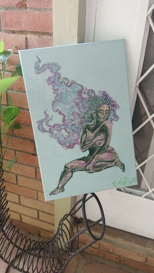 Dramatic Nude Pastel Canvas (Category: Art & Prints) located in Antipolo. Submitted by erica.magenta (Listing ID 1462364036, Image 3). Description: 'Inner Storm' 16x12 inches Acrylic & oil pastel on canvas .