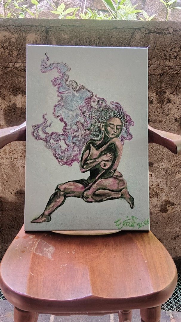 Dramatic Nude Pastel Canvas (Category: Art & Prints) located in Antipolo. Submitted by erica.magenta (Listing ID 1462364036, Image 1). Description: 'Inner Storm' 16x12 inches Acrylic & oil pastel on canvas .
