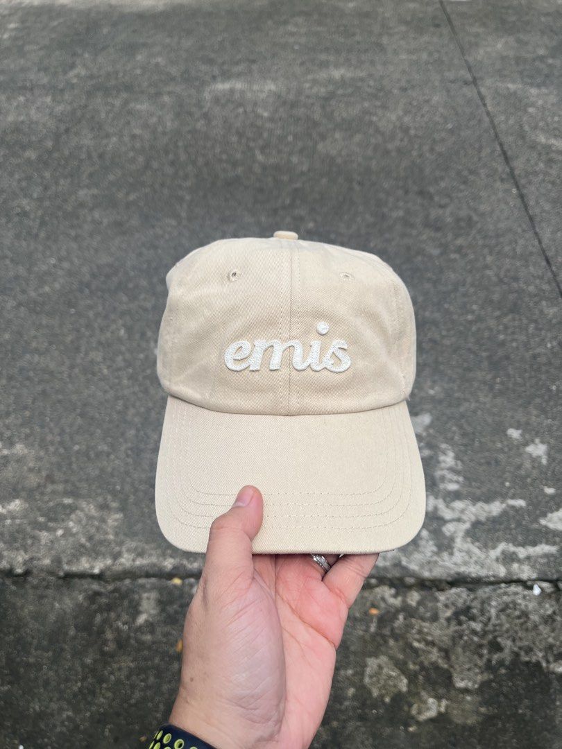 EMIS cursive Cream (Category: Caps & Hats) located in Manila. Submitted by mavixcollection (Listing ID 1462301247, Image 2). Description: AVAILABLE ❗️Brand New Item : EMIS cursive Cream old stock SALE Price❗️ : ₱850 add 100 for shipping and handling via J&T Before : ₱1,800 ❌ Size: OSFA / Adjustable Bnew - never worn Swipe for more details➡️ Color may vary due to lighting 💡 NO COD ❎ Payment : Gotyme & Gcash 💳 No refunds, No return, No exchange ❎